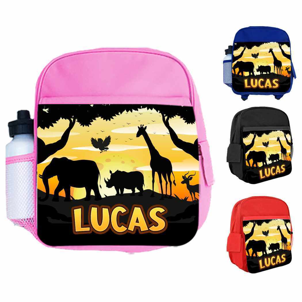 Personalised Kids Backpack Any Name Animal Design Boys Girls kid School Bag 35