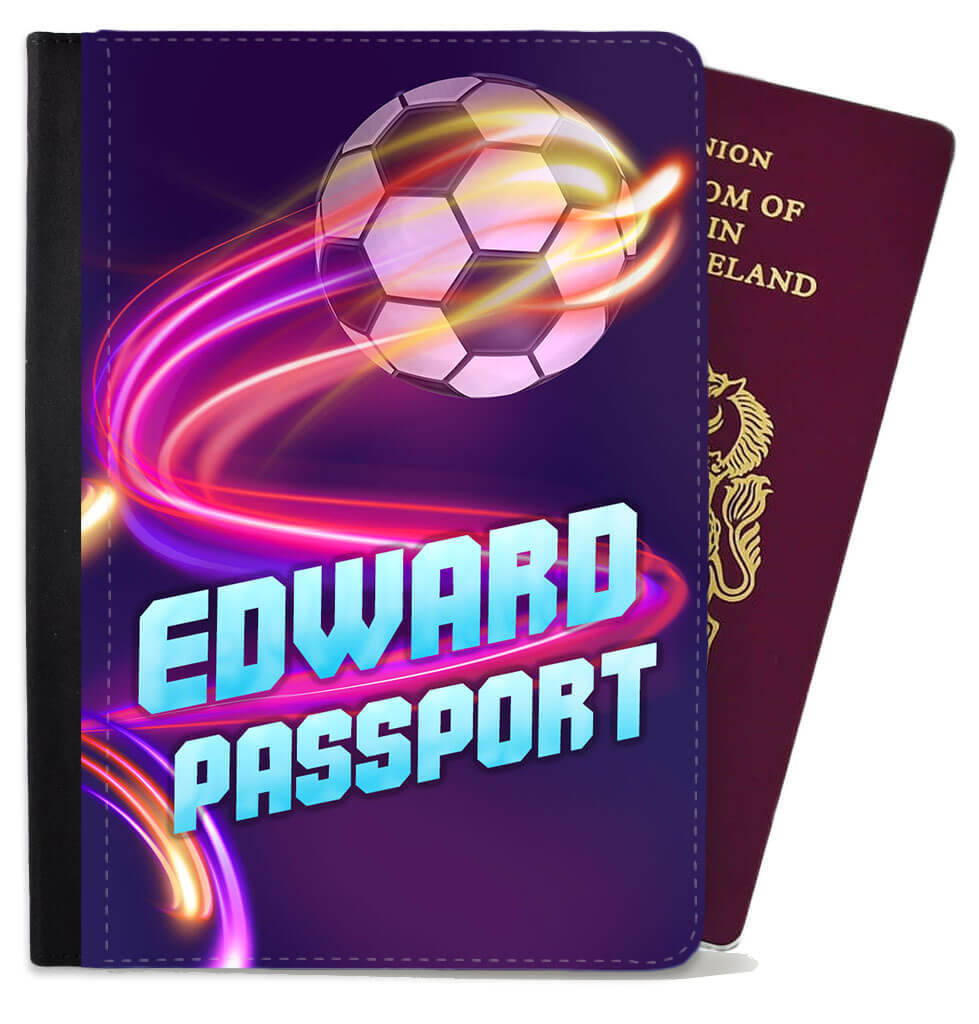 Personalised Football kids Passport Cover Holder Any Name Holiday Accessory 22