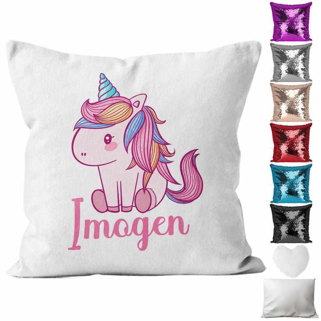 Personalised Cushion Unicorn Sequin Cushion Pillow Printed Birthday Gift 87