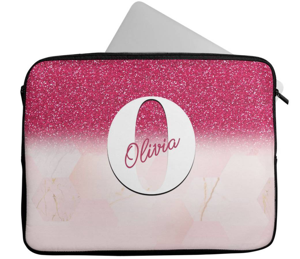 Personalised Any Name Marble Glitter Design Laptop Case Sleeve Tablet Bag 91