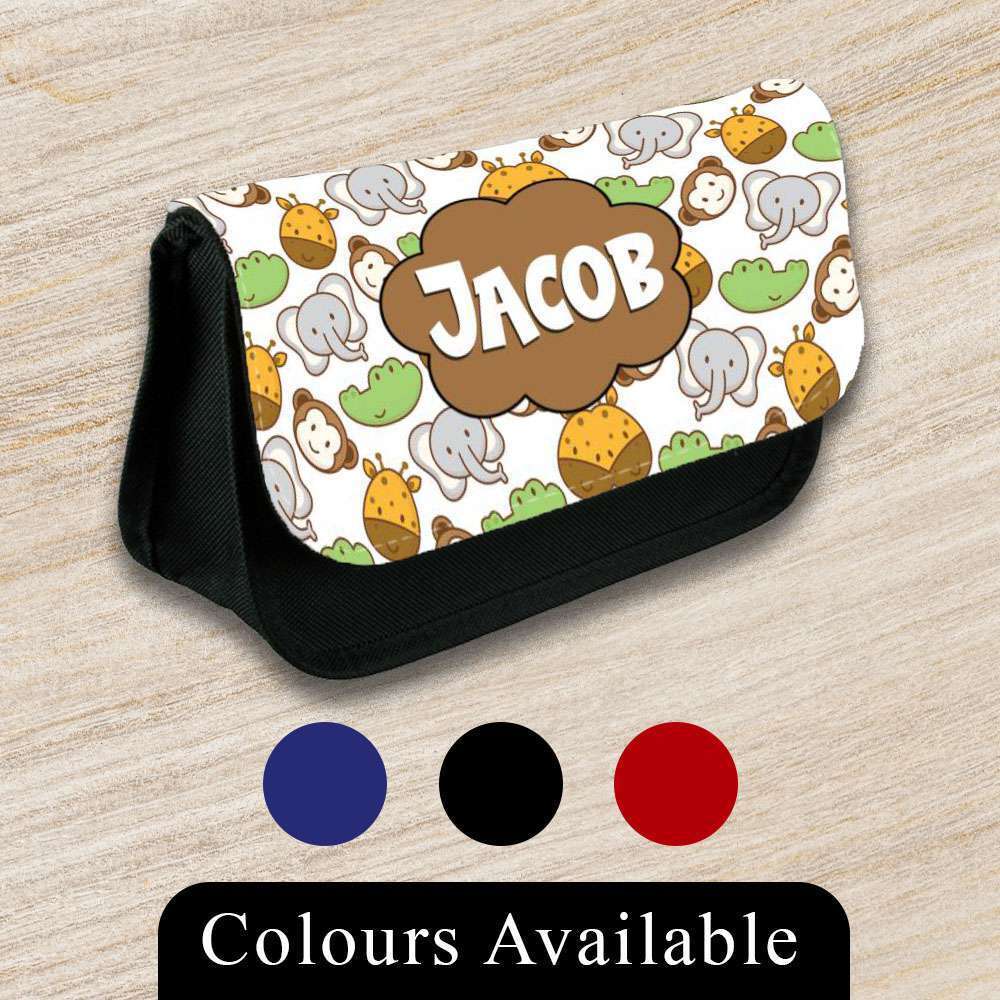 Personalised Pencil Case Jungle Girls Boys Stationary Kids School Bag 6