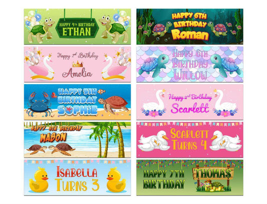 Personalised Birthday Banners Generic Design Children Kids Party Decoration 115