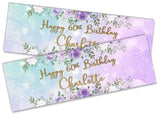 Personalised Birthday Banners Floral Design Kids adult Party Decoration 103