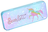 Personalised Any Name Unicorn Pencil Case Tin Children School Kids Stationary 27