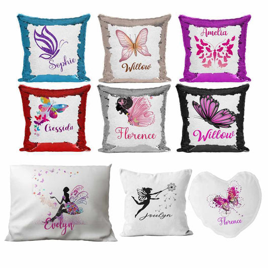 Personalised Cushion Butterfly Sequin Cushion Pillow Printed Birthday Gift 43