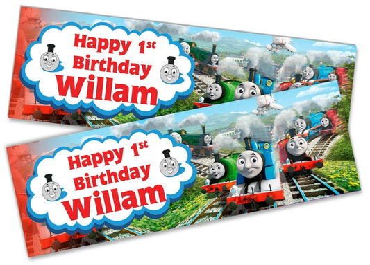 x2 Personalised Birthday Banner Thomas Children Kids Party Decoration Poster 4