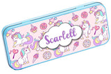 Personalised Any Name Unicorn Pencil Case Tin Children School Kids Stationary 11