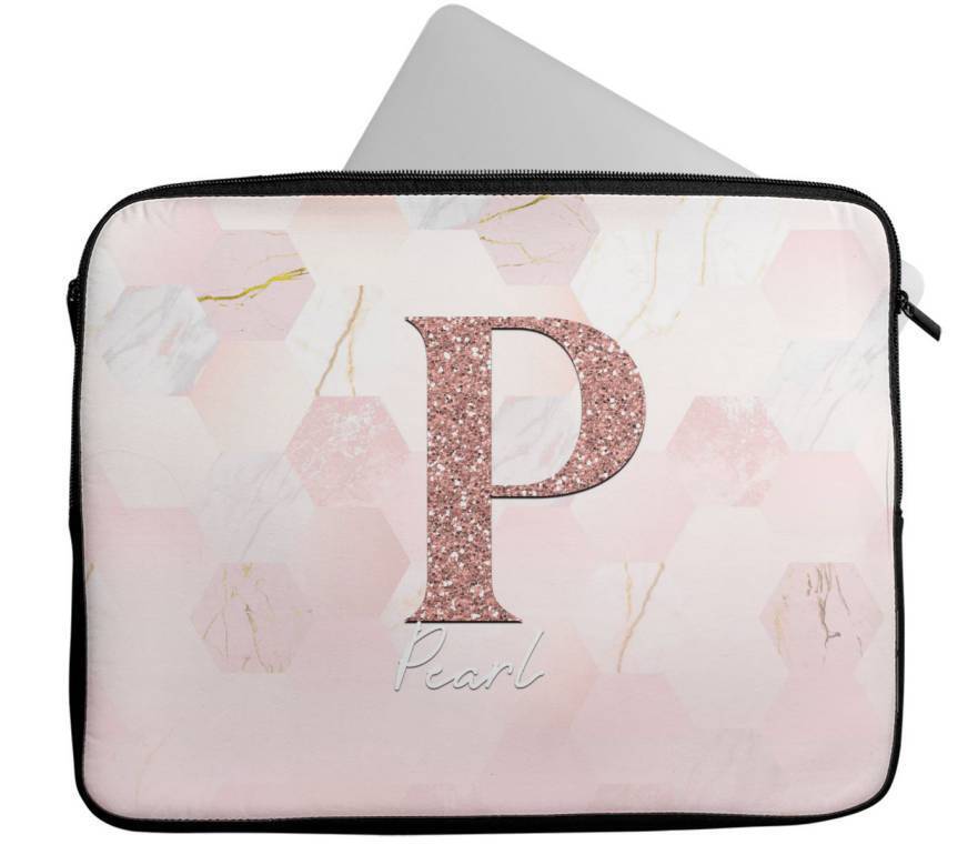 Personalised Any Name Marble Design Laptop Case Sleeve Tablet Bag 108