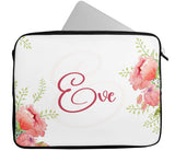 Personalised Any Name Floral Design Laptop Case Sleeve Tablet Bag 27