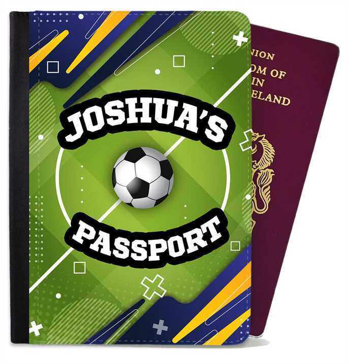 Personalised Football kids Passport Cover Holder Any Name Holiday Accessory 27