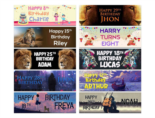 Personalised Birthday Banners Generic Design Children Kids Party Decoration 152