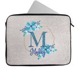 Personalised Any Name Floral Design Laptop Case Sleeve Tablet Bag 55