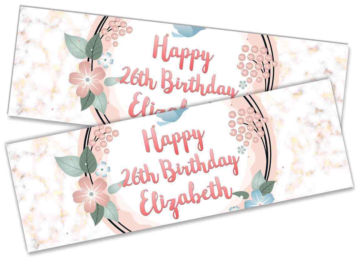 Personalised Birthday Banners Floral Design Kids adult Party Decoration 86