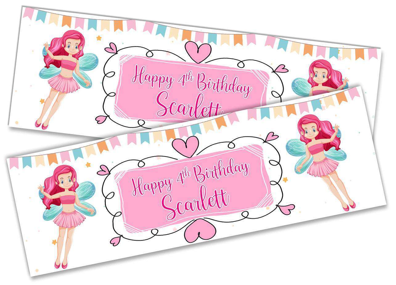 Personalised Birthday Banners Doll Design Children Kids Party Decoration 110