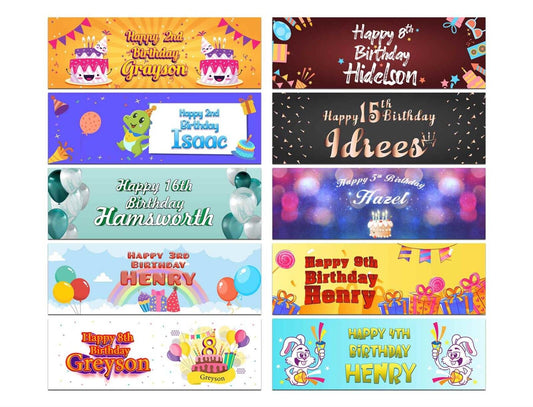 Personalised Birthday Banners Generic Design Children Kids Party Decoration 220