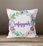 Personalised Any Name Floral Purple Cushion Pillow Custom Printed Birthday Gift