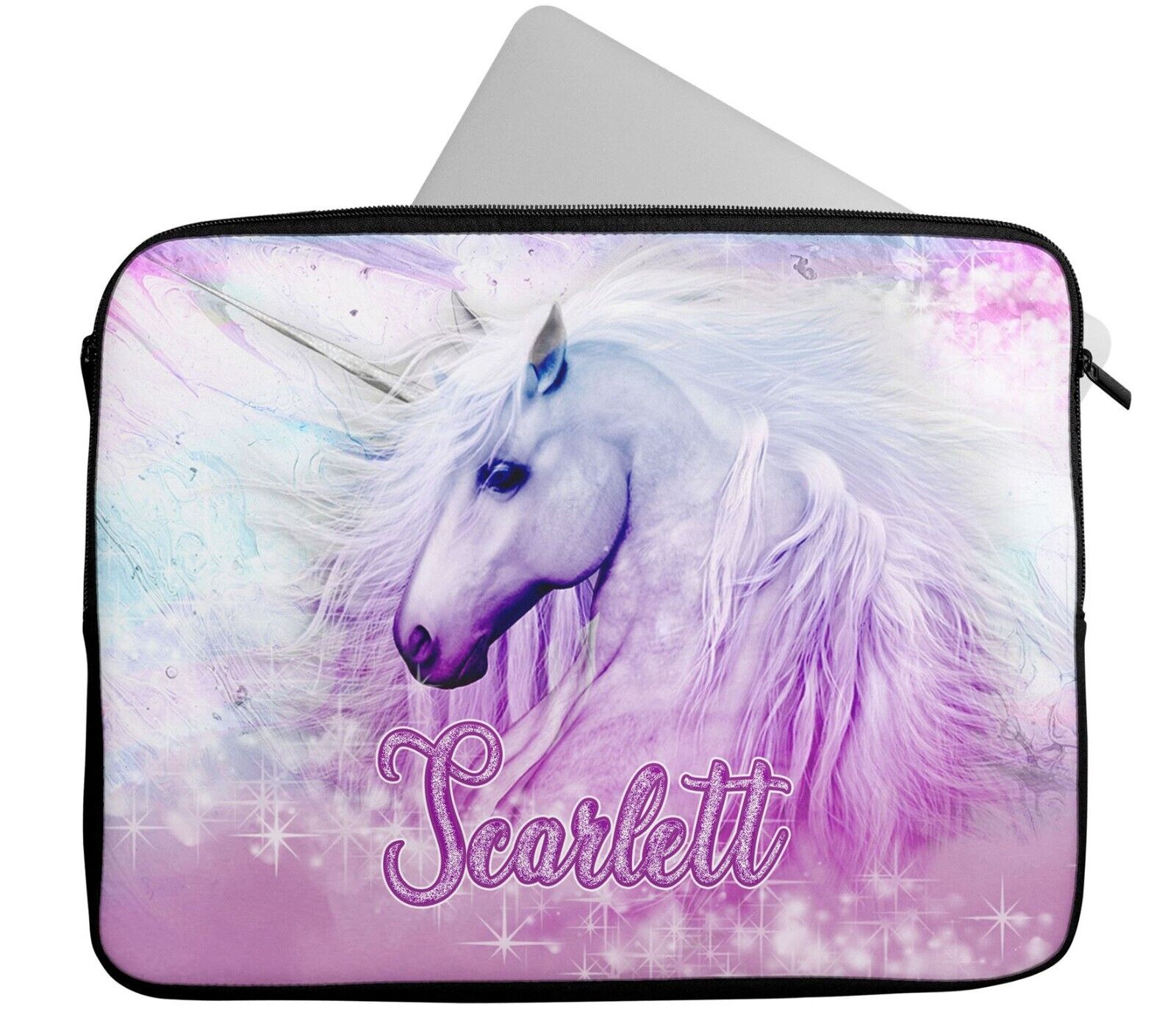 Personalised Any Name Unicorn Design Laptop Case Sleeve Tablet Bag 50