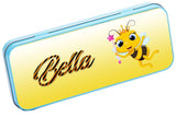 Personalised Any Name Bee Pencil Case Tin Children School Kids Stationary 28