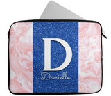 Personalised Any Name Marble Glitter Design Laptop Case Sleeve Tablet Bag 95