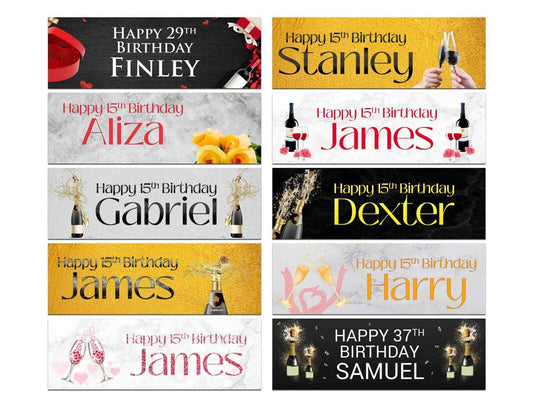 Personalised Birthday Banners Party Design Kids adult Party Decoration 173