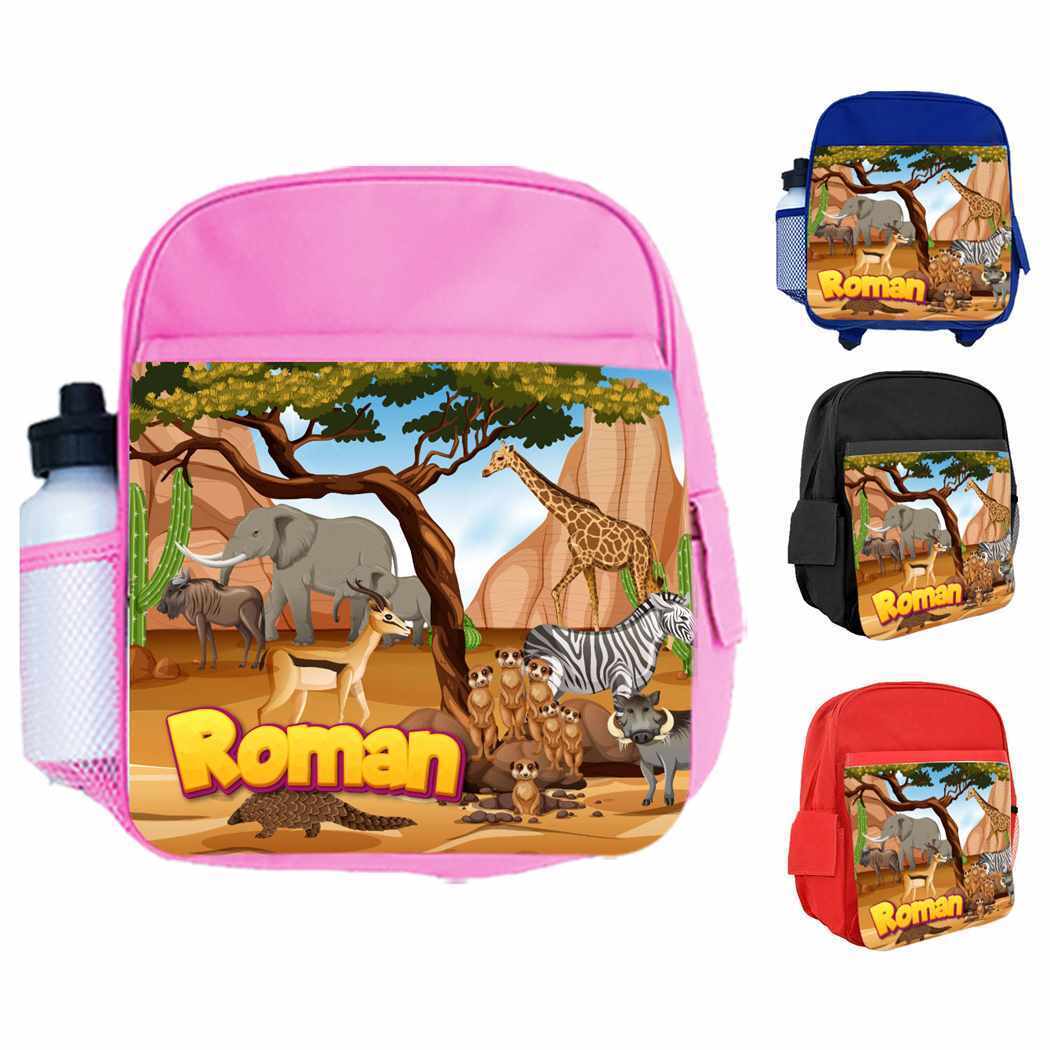 Personalised Kids Backpack Any Name Animal Design Boys Girls kid School Bag 36