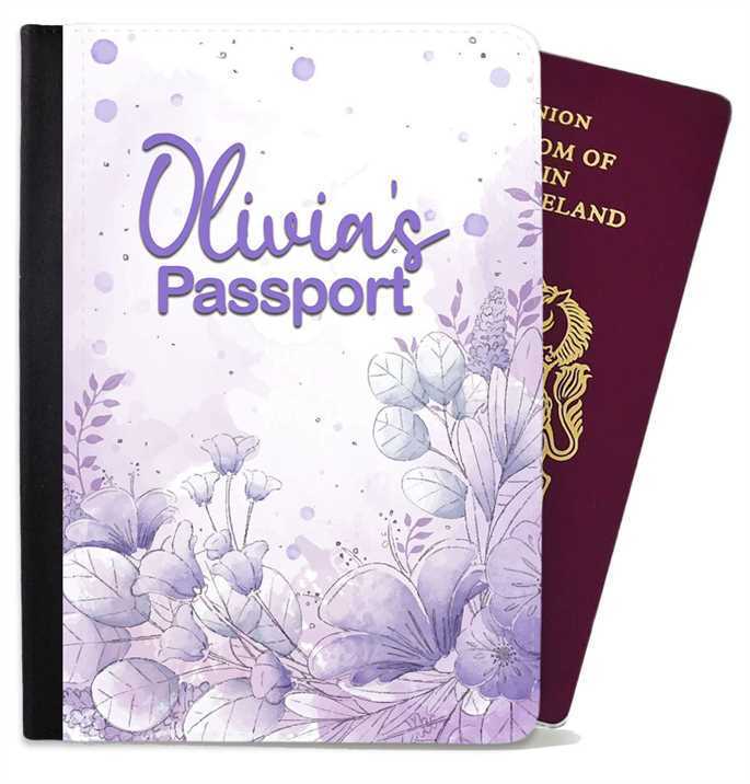 Personalised Floral Children Passport Cover Holder Any Name Holiday Accessory 29