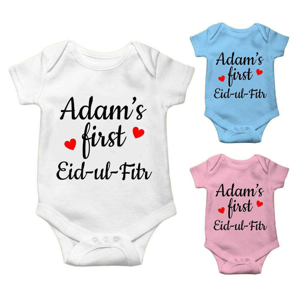 Personalised Eid Baby Vest Baby grow Little baby body suit 13