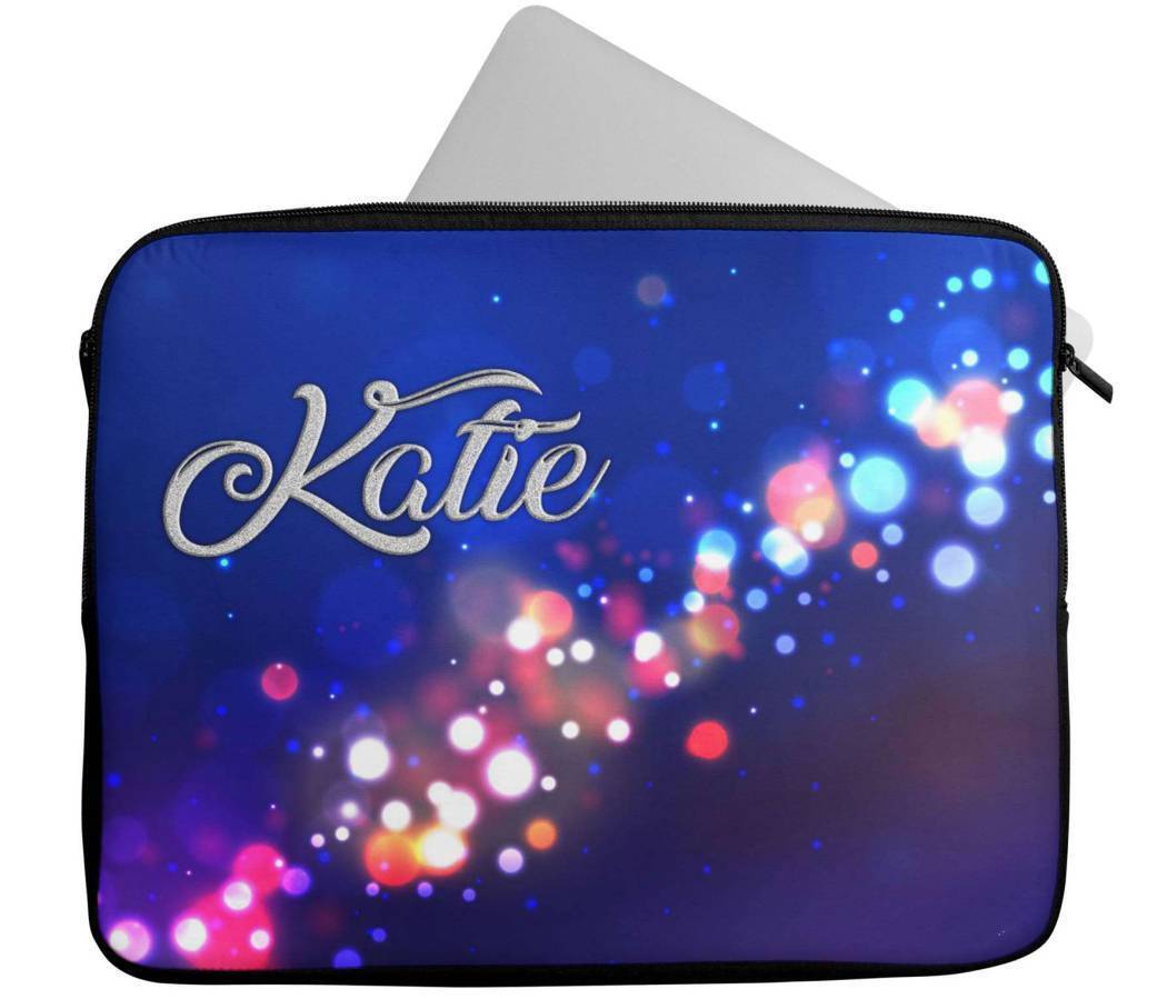 Personalised Any Name Glitter Design Laptop Case Sleeve Tablet Bag 68