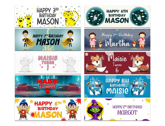 Personalised Birthday Banners Generic Design Children Kids Party Decoration 205