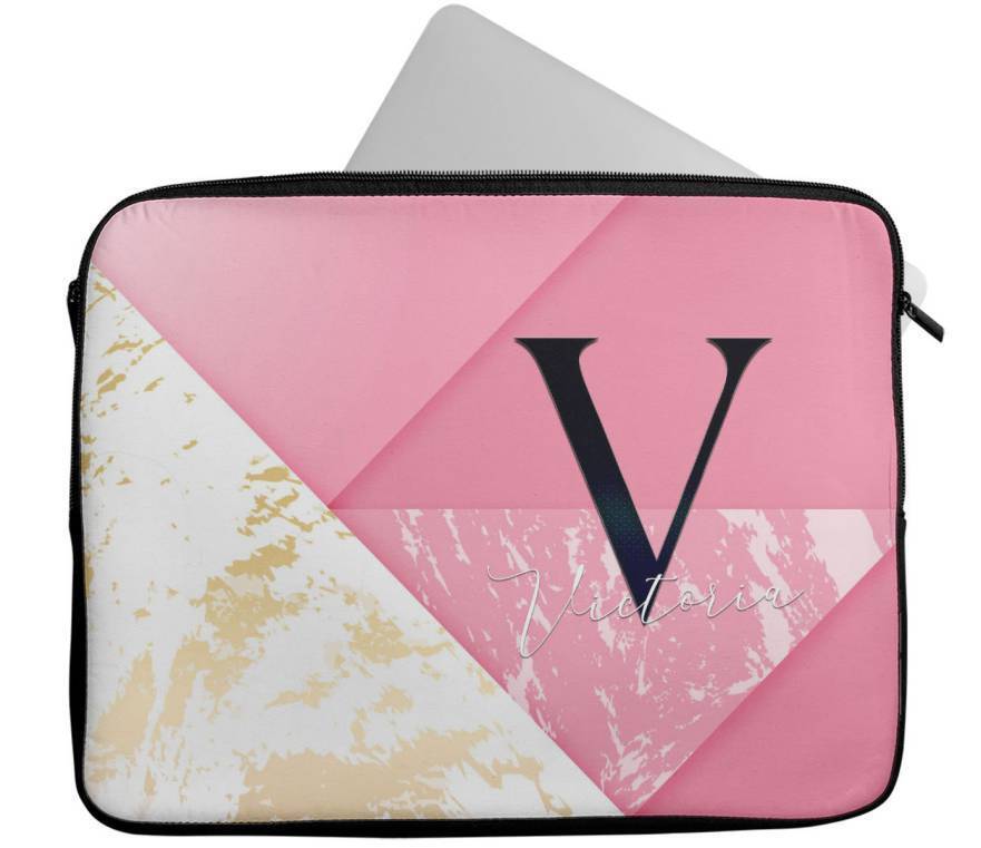 Personalised Any Name Marble Design Laptop Case Sleeve Tablet Bag 108