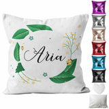 Personalised Cushion Floral Sequin Cushion Pillow Printed Birthday Gift 100