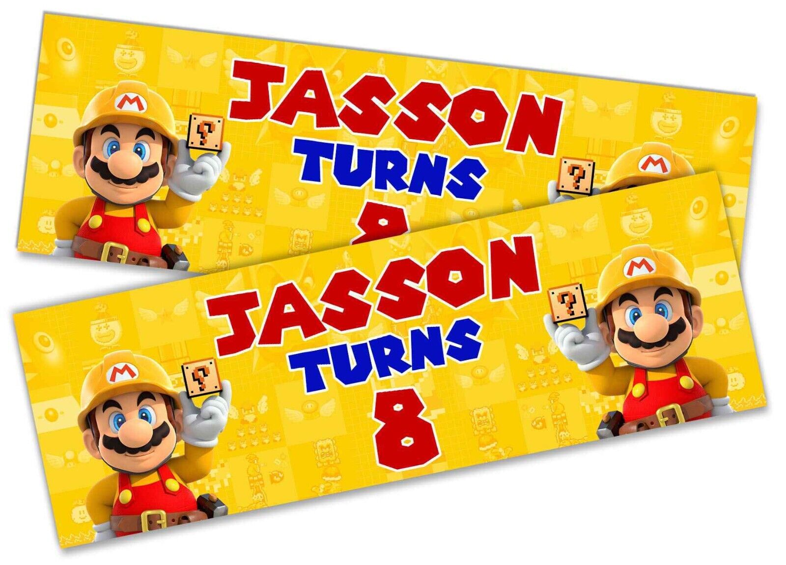 Personalised Birthday Banners Mario Design Children Kids Party Decoration 4