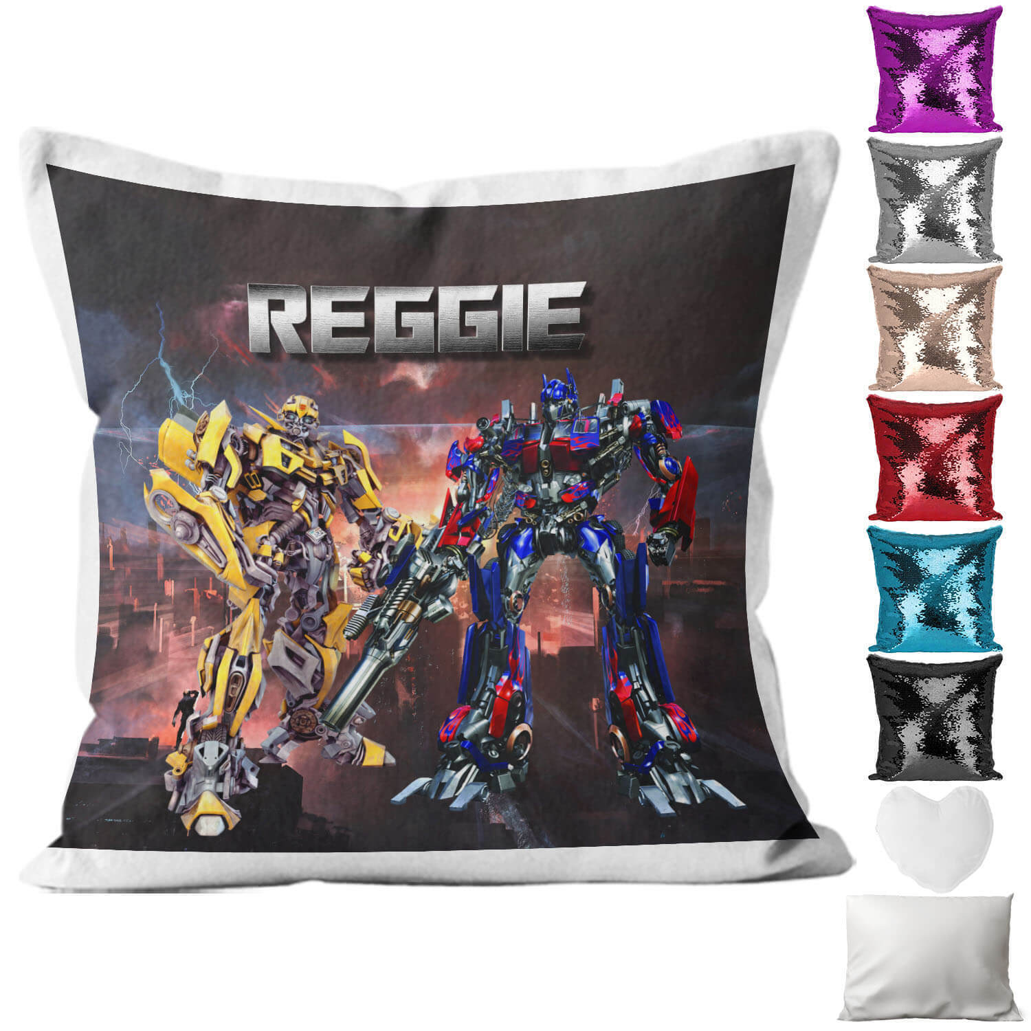 Personalised Cushion Robot Sequin Cushion Pillow Printed Birthday Gift 8