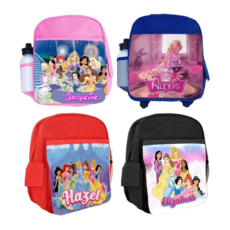 Personalised Kids Backpack Any Name Princess Design Boys Girls kid School Bag 63