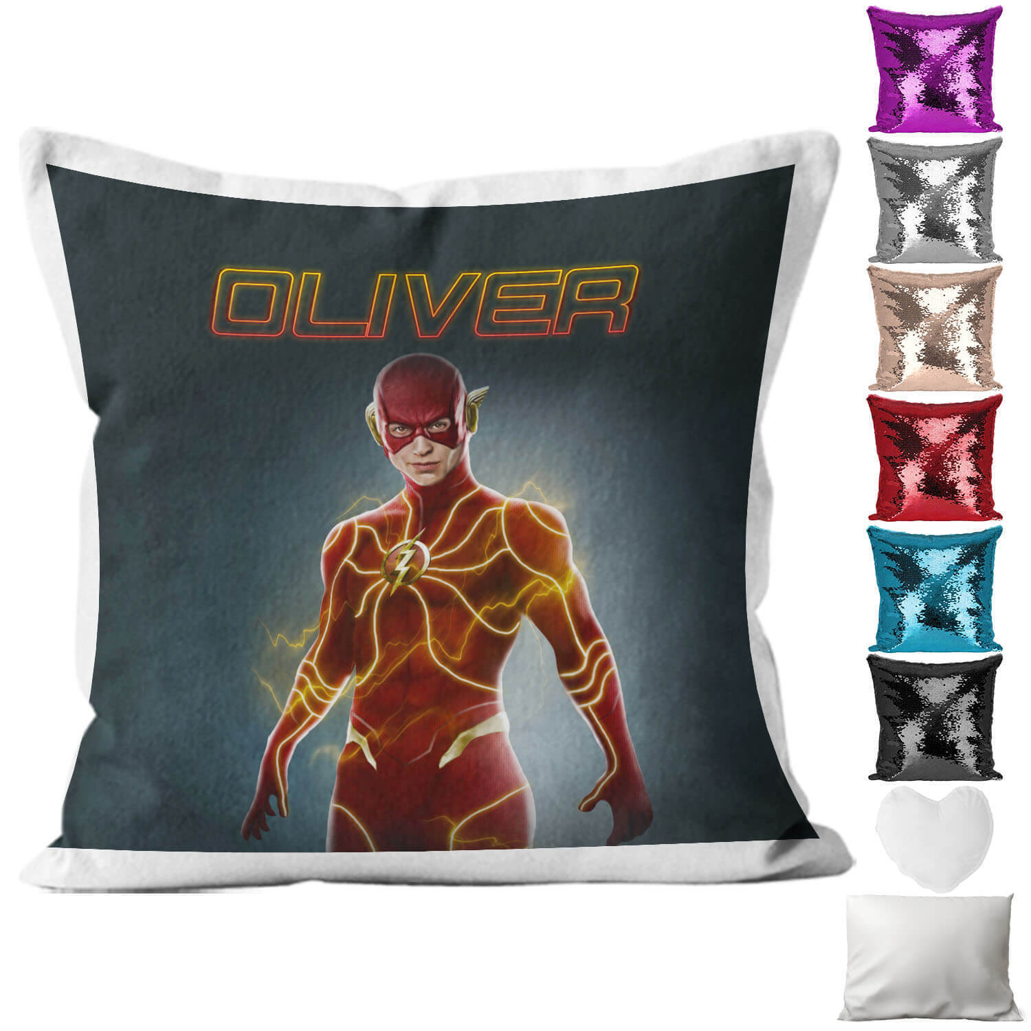 Personalised Cushion Super Hero Sequin Cushion Pillow Printed Birthday Gift 10