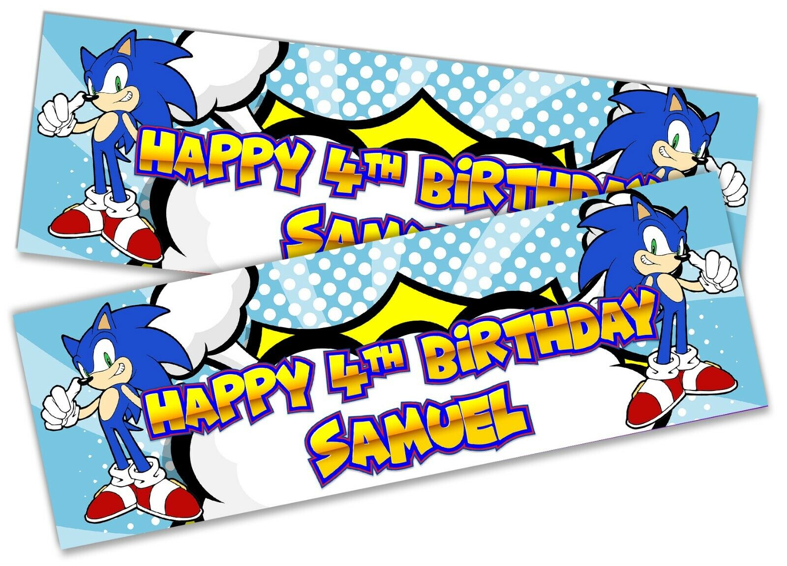 x2 Personalised Birthday Banner Sonic Design Children Kids Party Decoration 5