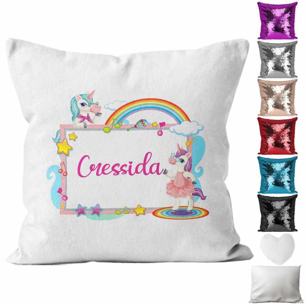 Personalised Cushion Unicorn Sequin Cushion Pillow Printed Birthday Gift 49