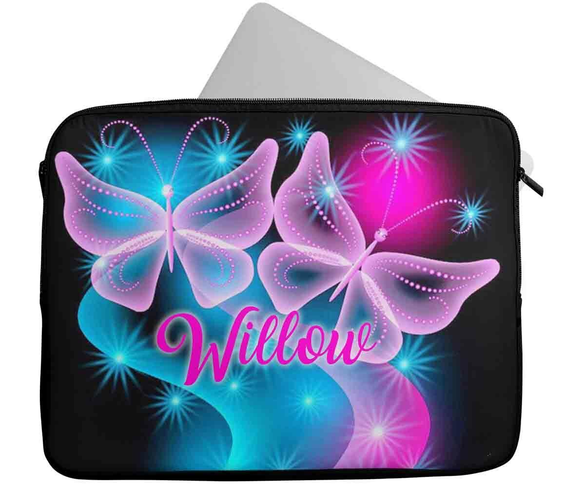 Personalised Any Name Butterfly Design Laptop Case Sleeve Tablet Bag 169