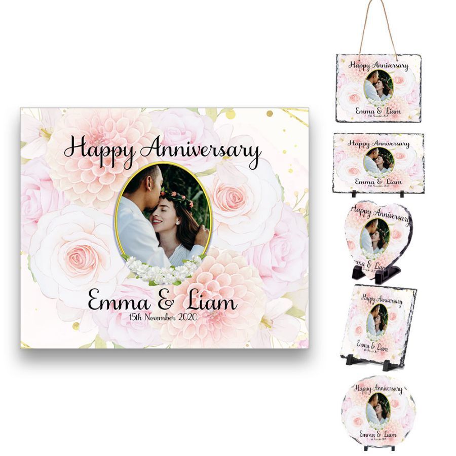 Personalised Anniversary Design Rock Slate  Any Name Image Wedding Gift 1