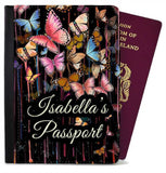 Personalised Butterfly kids Passport Cover Holder Any Name Holiday Accessory 26