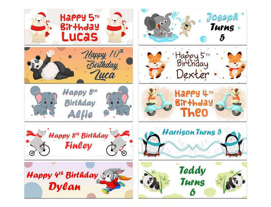 Personalised Birthday Banners Generic Design Children Kids Party Decoration 141