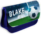 Personalised Any Name Football Blue Pencil Case Bag School Kids Stationary 34