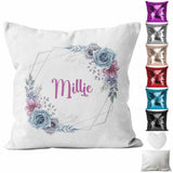 Personalised Cushion Floral Sequin Cushion Pillow Printed Birthday Gift 67