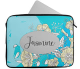 Personalised Any Name Floral Design Laptop Case Sleeve Tablet Bag 28