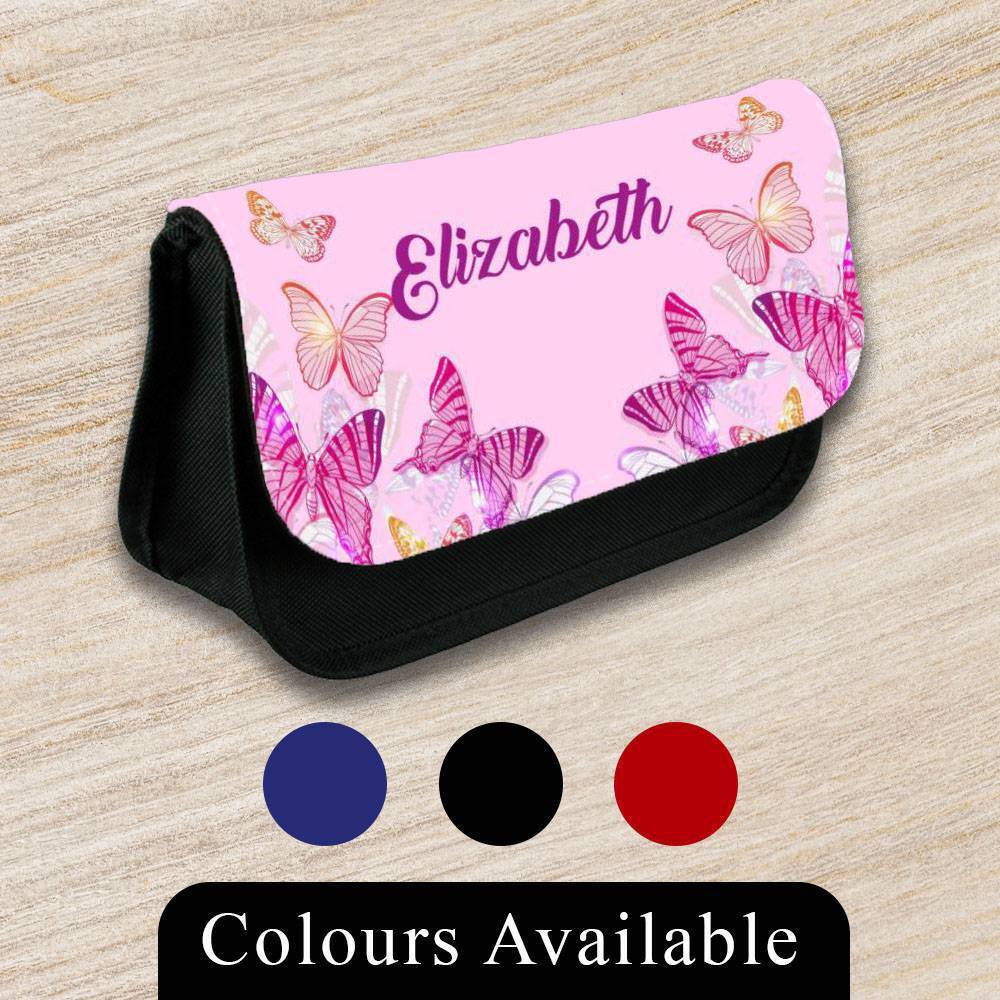 Personalised Pencil Case Butterfly Girls Boys Stationary Kids School Bag 9