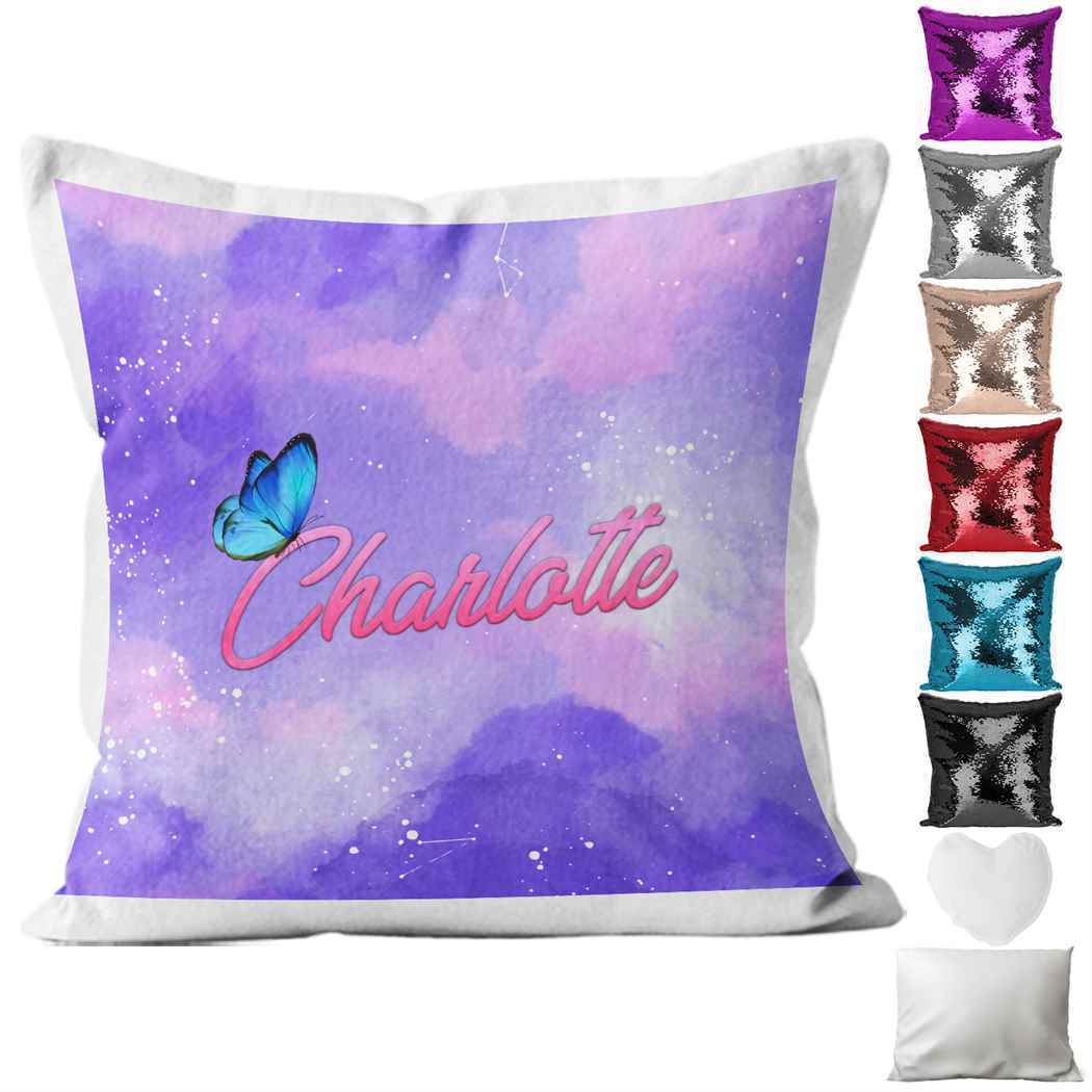 Personalised Cushion Buttterfly Sequin Cushion Pillow Printed Birthday Gift 11