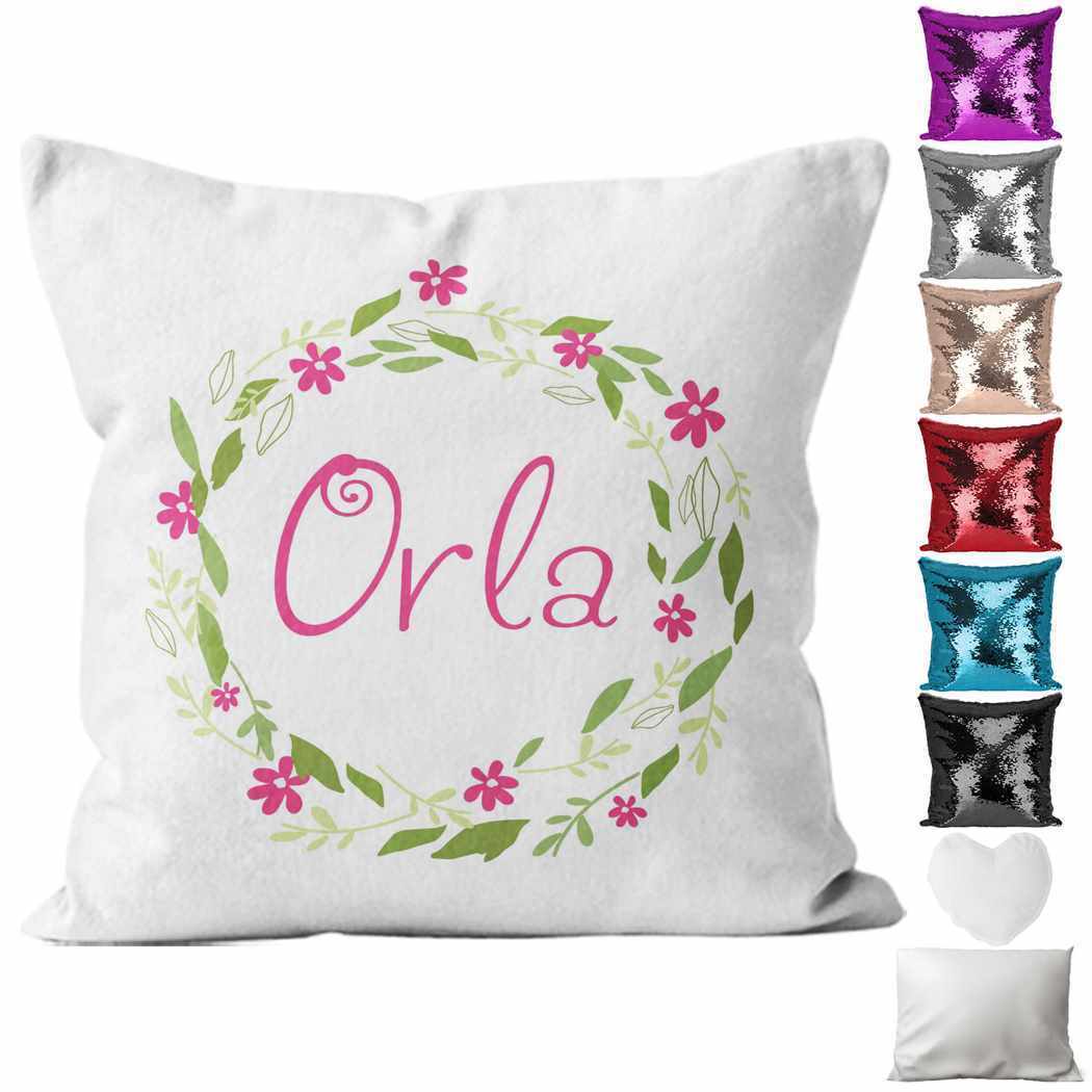 Personalised Cushion Floral Sequin Cushion Pillow Printed Birthday Gift 95