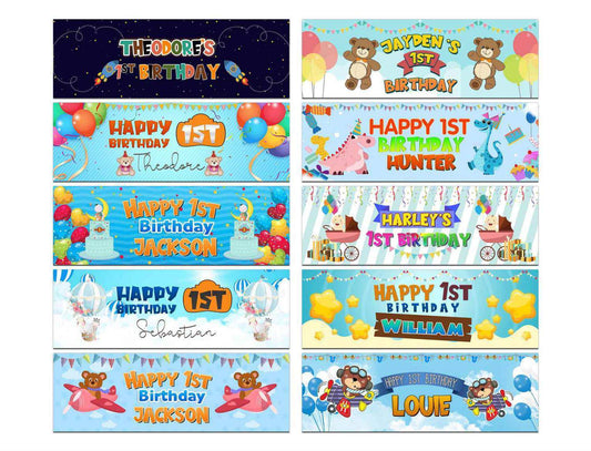 Personalised Birthday Banners Generic Design Children Kids Party Decoration 246