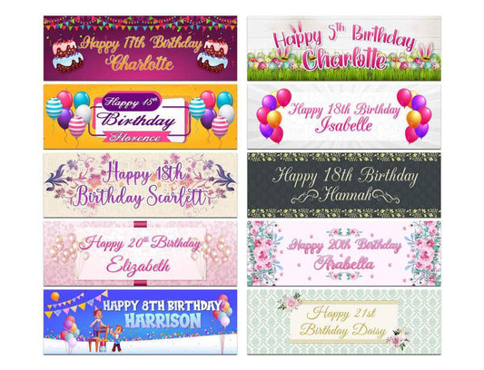 Personalised Birthday Banners Generic Design Children Kids Party Decoration 229
