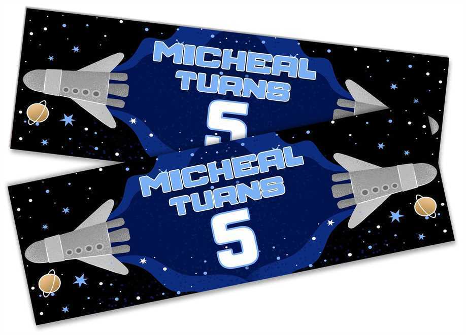 Personalised Birthday Banners Space Design Children Kids Party Decoration 53